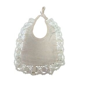 Handmade Baby Bib With Lace Trim & Bow